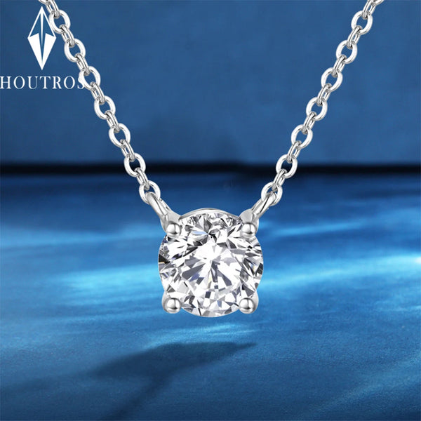 0.5-5CT D Color Moissanite Pendant Necklace Classic 4 Prong Brilliant Cut Diamond Solitaire Pendant 925 Silver Jewelry For Women