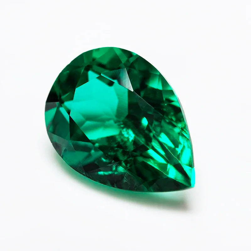 Top Hydrothermal Columbia Lab Grown Emerald Gemstone Pear Cut Synthetic Emerald Stone With AGL Certificate