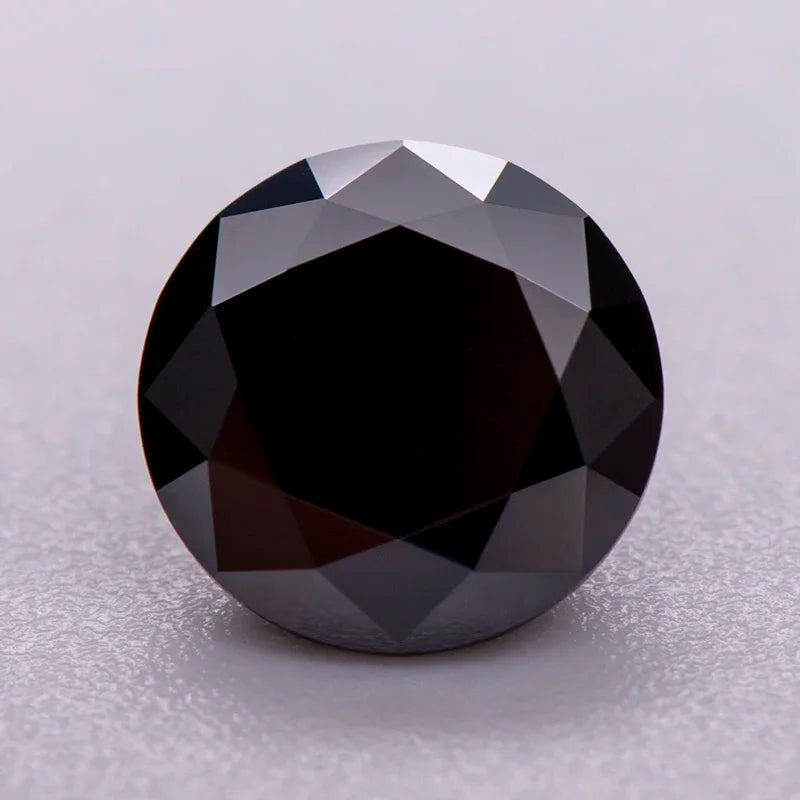 Moissanite Loose Stone Black Color Round Cut 0.5-5.0ct Gemstone Lab Created Synthetic Diamond Jewelry Comes With GRA Certificate