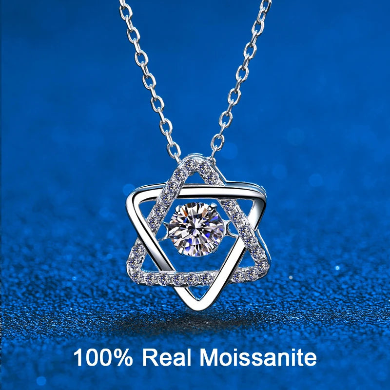 14K White Gold Real GRA Moissanite Necklace For Women 925 Sterling Silver 0.5ct Lab Diamond Necklace Fine Jewelry