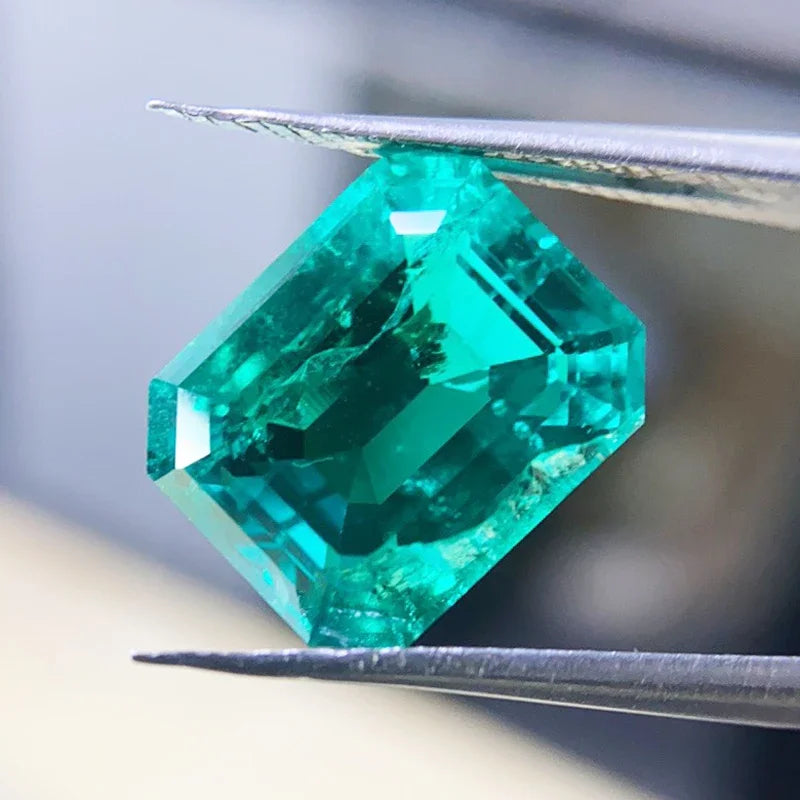 Lab Grown Columbia Emerald 10x12mm Emerald Cut Charms Gemstone Advanced DIY Jewelry Rings Earrings Making Certificate