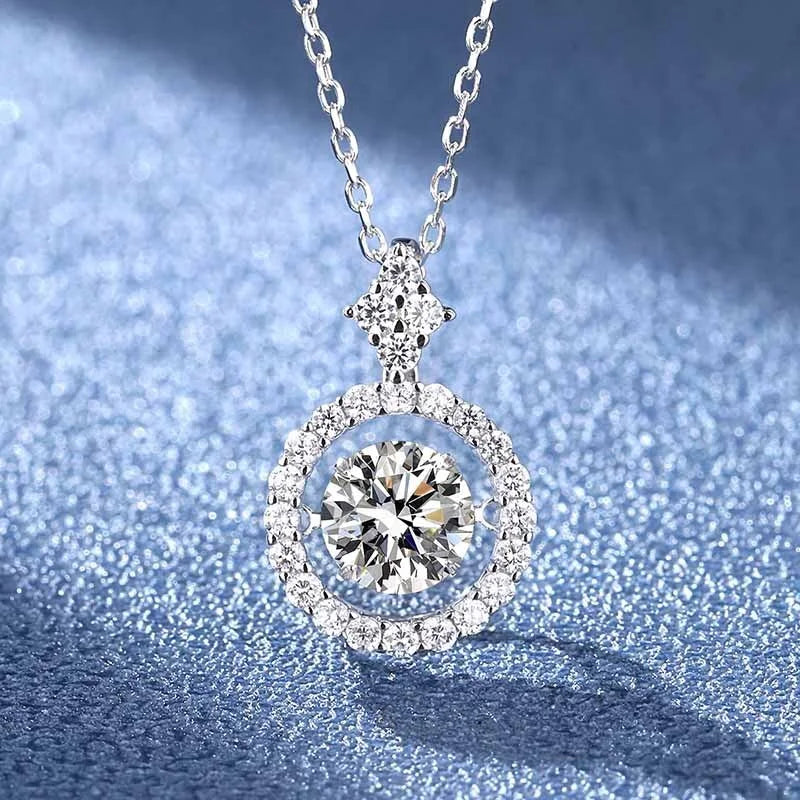 BIJOX STORY 1 CT Moissanite Pendant For Women Simulated Diamond Necklace S925 Sterling Silver Jewelry Girl Valentine's Day Gift