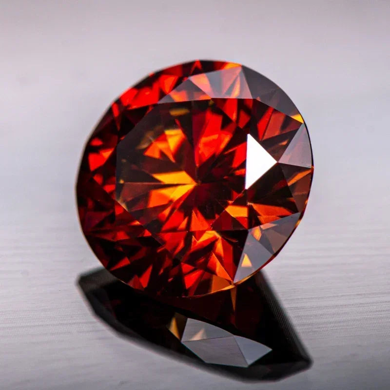 Moissanite Garnet Red Colored Round Cut Charm Gemstone Lab Grown Diamond  for DIY Jewelry Making Materials with GRA Certificate