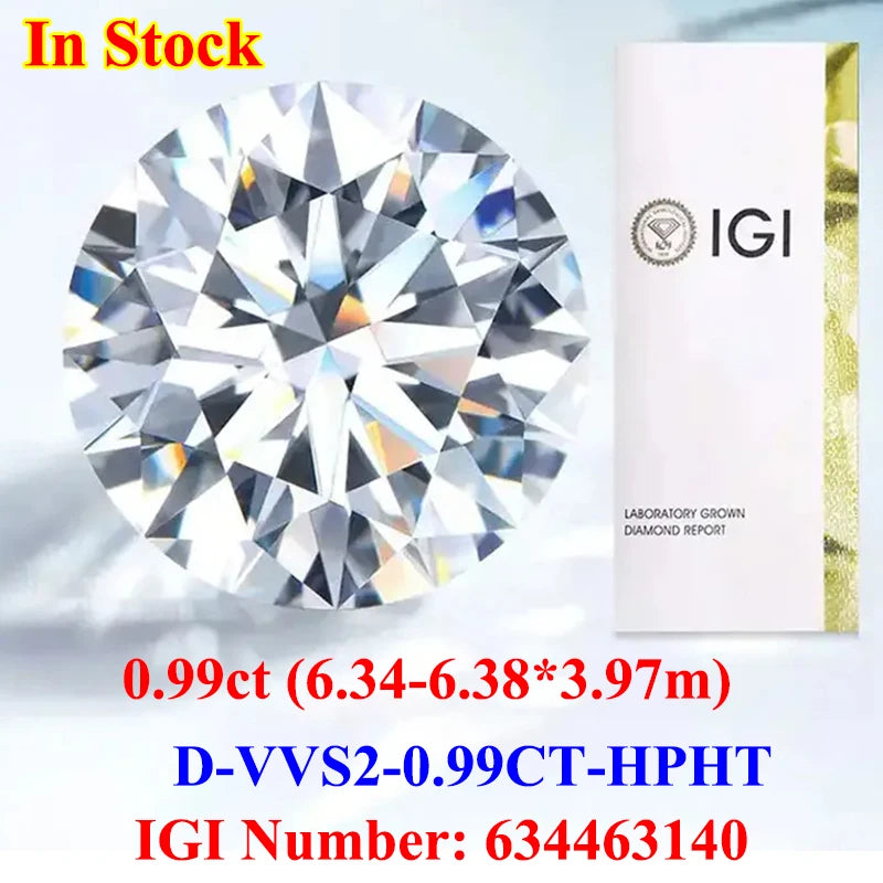 0.5-3CT IGI GIA Certificate HPHT CVD Lab Grown Diamond Loose 0.3/0.5CT DEFG VVS-SI Gemstone Super White for Wedding Fine Jewelry