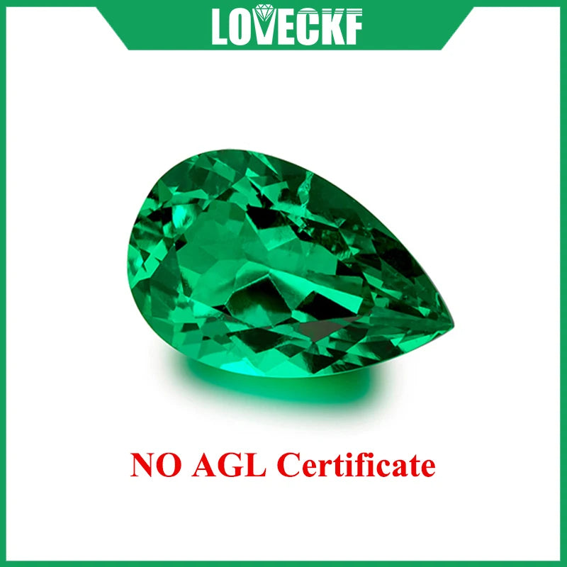 Top Hydrothermal Columbia Lab Grown Emerald Gemstone Pear Cut Synthetic Emerald Stone With AGL Certificate