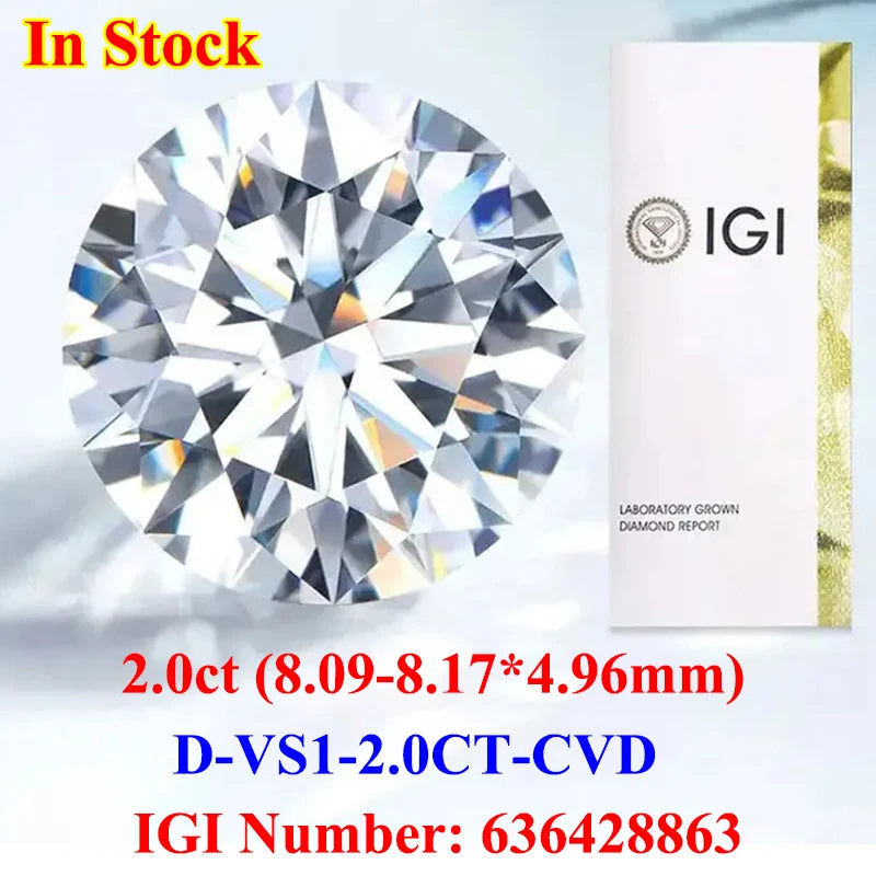 0.5-3CT IGI GIA Certificate HPHT CVD Lab Grown Diamond Loose 0.3/0.5CT DEFG VVS-SI Gemstone Super White for Wedding Fine Jewelry