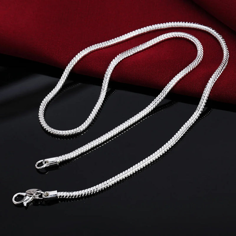 40-75cm Silver Color 1MM/2MM/3MM solid Snake Chain Necklace For Men Women fashion party wedding accessories Jewelry gifts