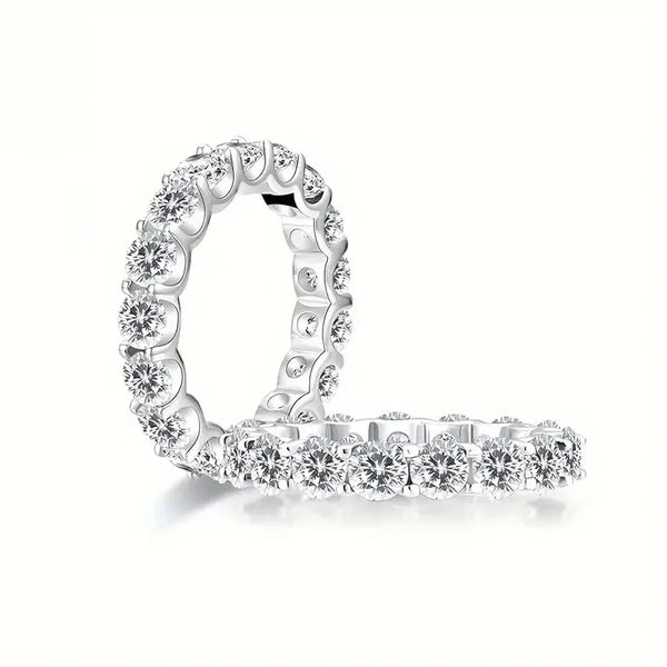 1pc S925 Silver with 4.2CT Moissanite Co-ed Eternity Ring, Band Ring, Moissanite Gemstone Jewelry  Gifts for Mother