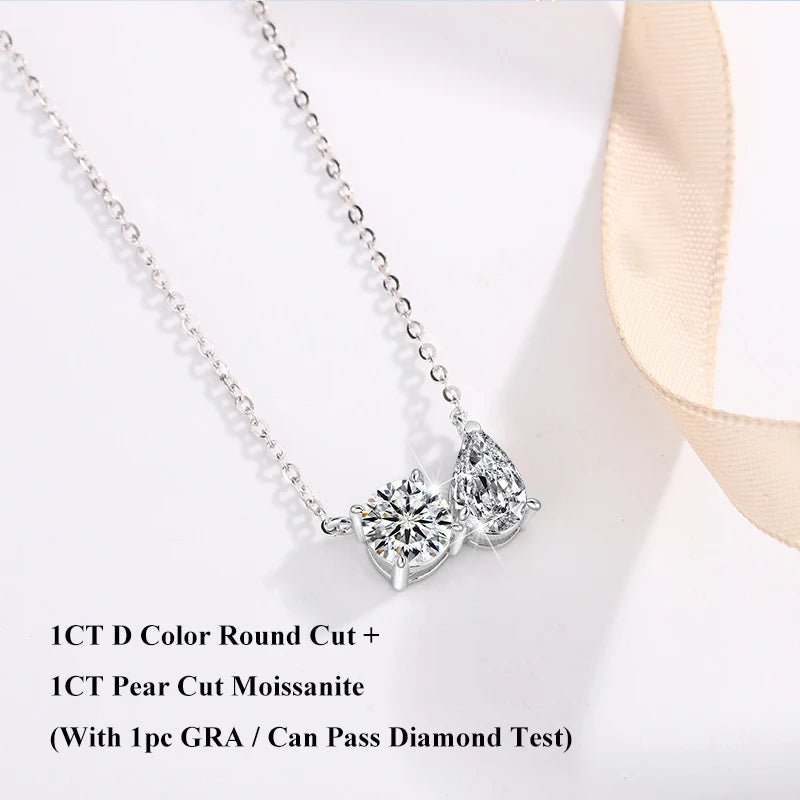 EWYA 2025 New In Pear Cut D Color Moissanite Pendant Necklace for Women 925 Silver GRA Certified Pass Diamond Test Neck Chain