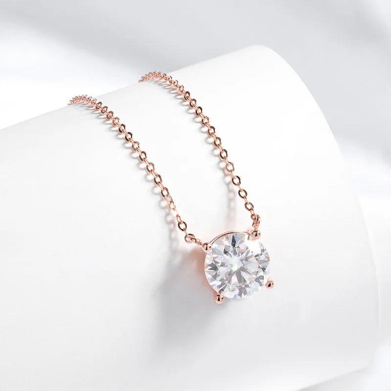 Smyoue 1-5CT Rose Gold Color Moissanite Necklace for Women D Color Sparkling Classic Lab Diamon Pendant Sterling Silver 925 GRA