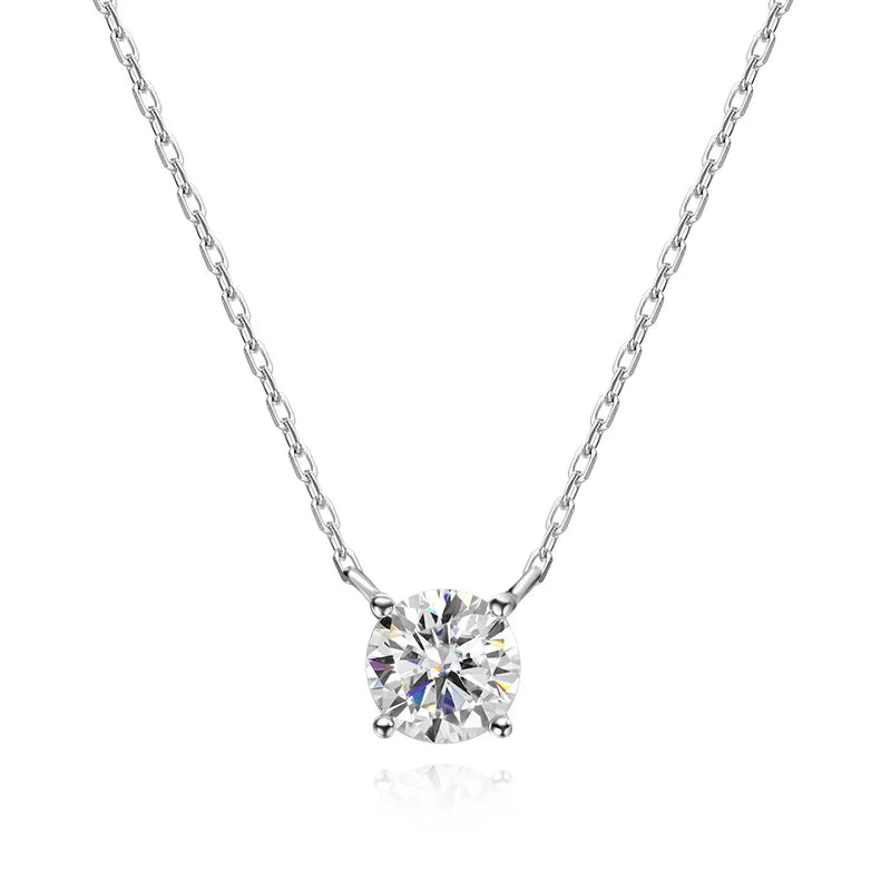 KNOBSPIN D VVS1 Moissanite Necklaces for Women Solitaire Pandent Diamond GRA Certified s925 Silver Plated 18k Dainty Necklace