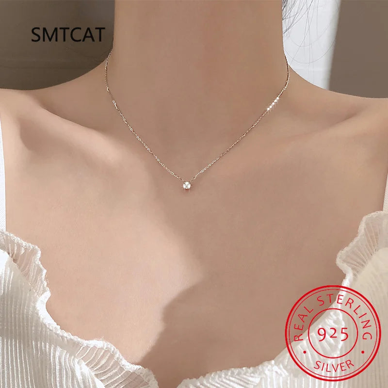 925 Sterling Silver Moissanite 1-3 Carat Set Chain Necklace Advanced Light Luxury Niche Casual Elegant Ladies Send Girlfriend