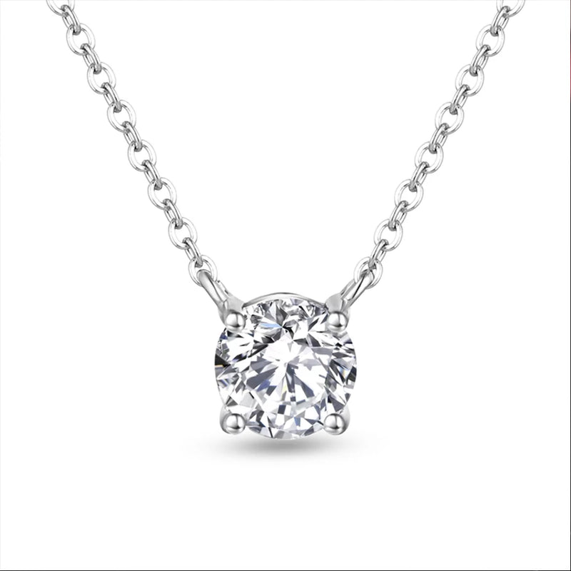 0.5-5CT D Color Moissanite Pendant Necklace Classic 4 Prong Brilliant Cut Diamond Solitaire Pendant 925 Silver Jewelry For Women