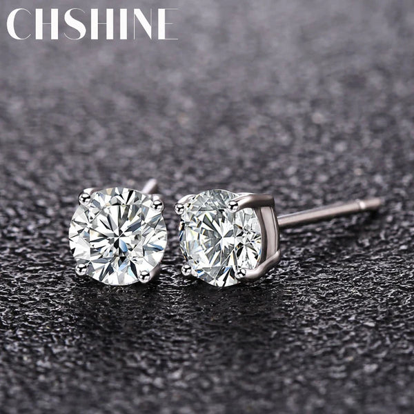 New Fine 925 Sterling silver diamond stud earrings for women fashion Charms party wedding classic jewelry Holiday gifts