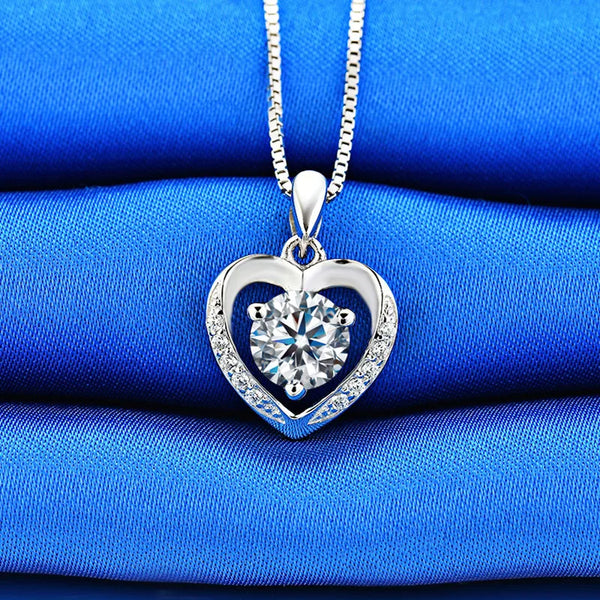 PT950 platinum necklace moissanite heart-shaped diamond pendant one carat fashionable simple temperament jewelry 18k white gold