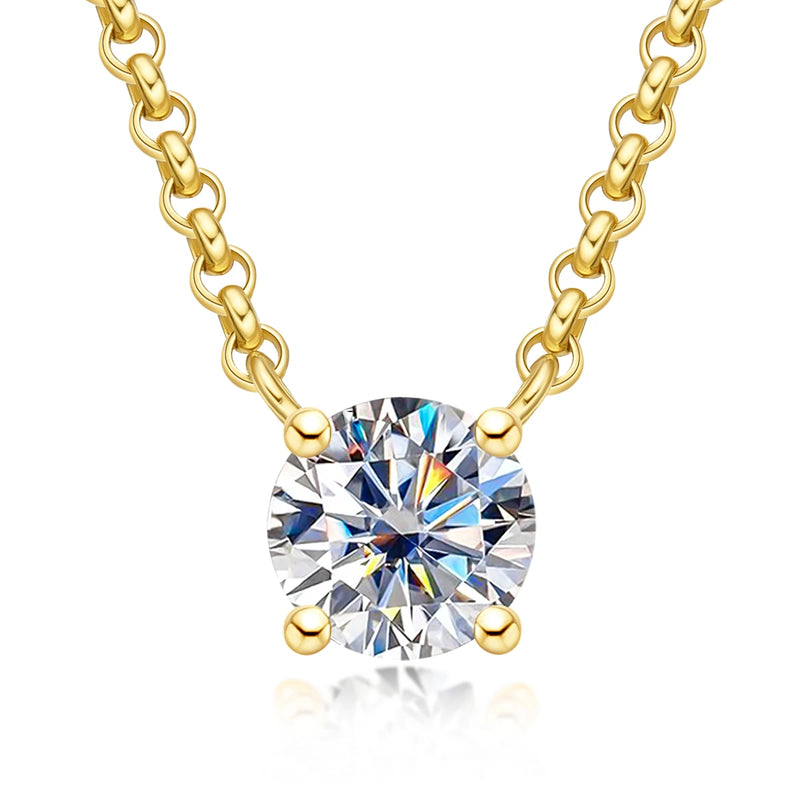 AnuJewel D Color 1ct 2ct 3ct Moissanite Diamond  18K Gold Plated Pendant Necklace For Women  Anniversary Gifts Wholesale