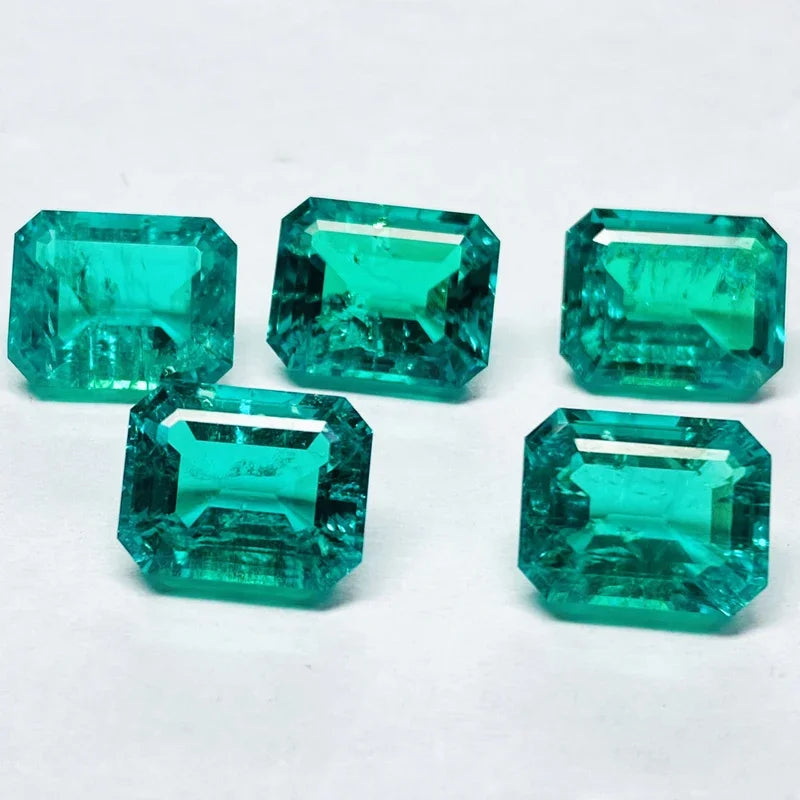 Lab Grown Columbia Emerald 10x12mm Emerald Cut Charms Gemstone Advanced DIY Jewelry Rings Earrings Making Certificate