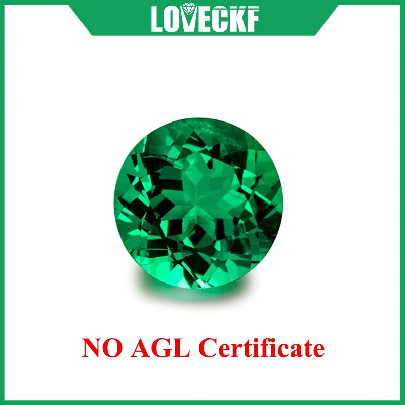 Top Hydrothermal Columbia Lab Grown Emerald Gemstone Round Cut Synthetic Emerald Stone With AGL Certificate