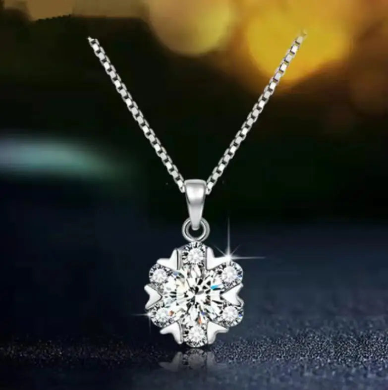 1 Carat Round Brilliant Cut D Color Moissanite Heart Arrow Pendant Necklace Silver 925 Diamond Gemstone Snowflake Necklace