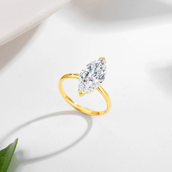 Marquise Cut Moissanite Rings 100% 14K Gold Diamond Ring  D Color VVS1 for Women Gift Anniversary Wedding Fine Jewelry