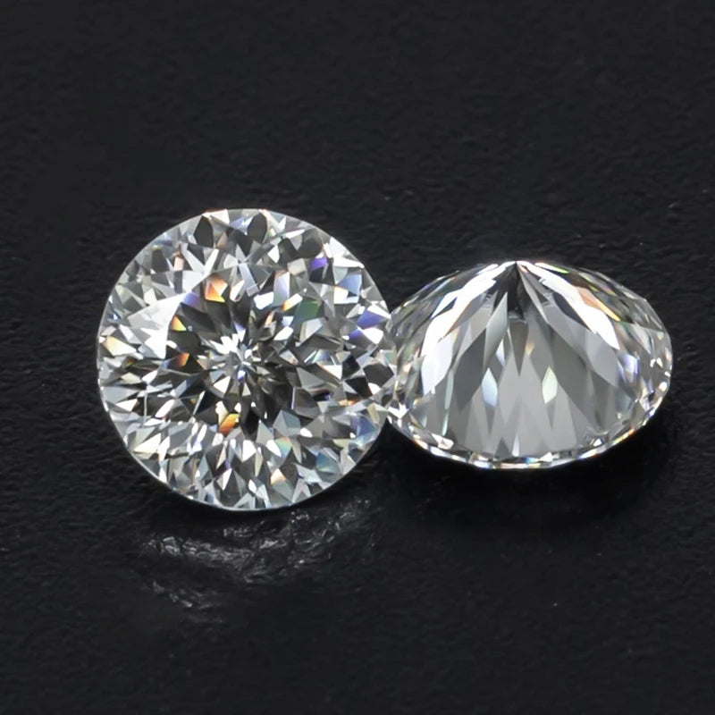 New White Round 100 Faceted Cut Moissanite Loose Stones 0.5-2ct D Color Moissanite Stone With GRA Certificate