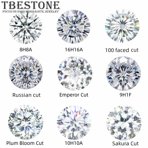 Tbestone Round 0.5-5Carat Fancy Cutting Moissanite Loose Stones D Color Russian Cut Moissanite Diamonds Stone With GRA