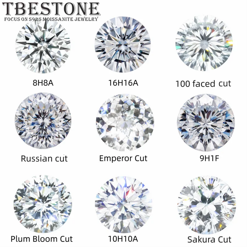 Tbestone Round 0.5-5Carat Fancy Cutting Moissanite Loose Stones D Color Russian Cut Moissanite Diamonds Stone With GRA