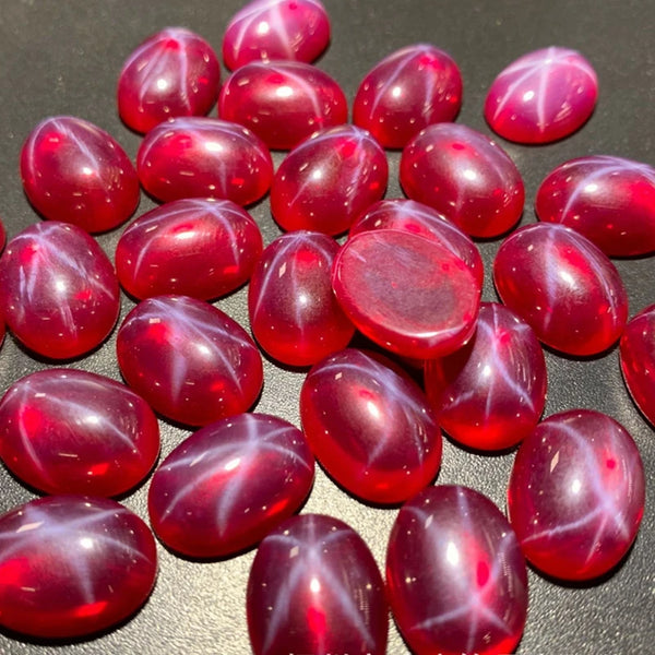 Pretty Star Ruby (Observe under light) Oval Flat Smooth Surface Cut VVS Loose Gemstone for Jewelry DIY Ring Pendant