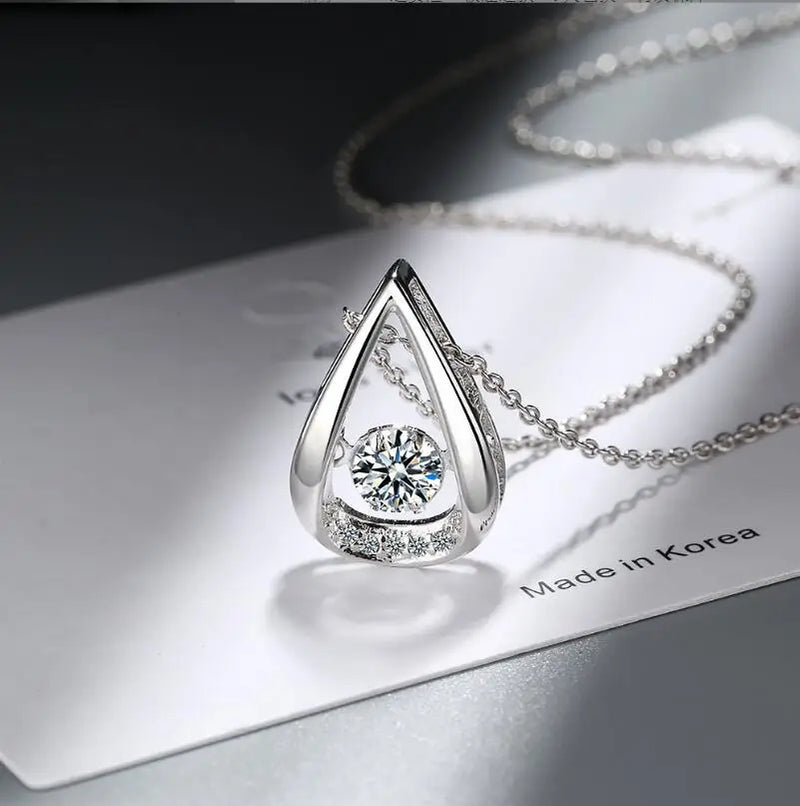 D Color 1 Carat Moissanite Smart Water Drop Pendant Necklace For Women S925 Sterling Silver Plate Pt950 Neck Chain