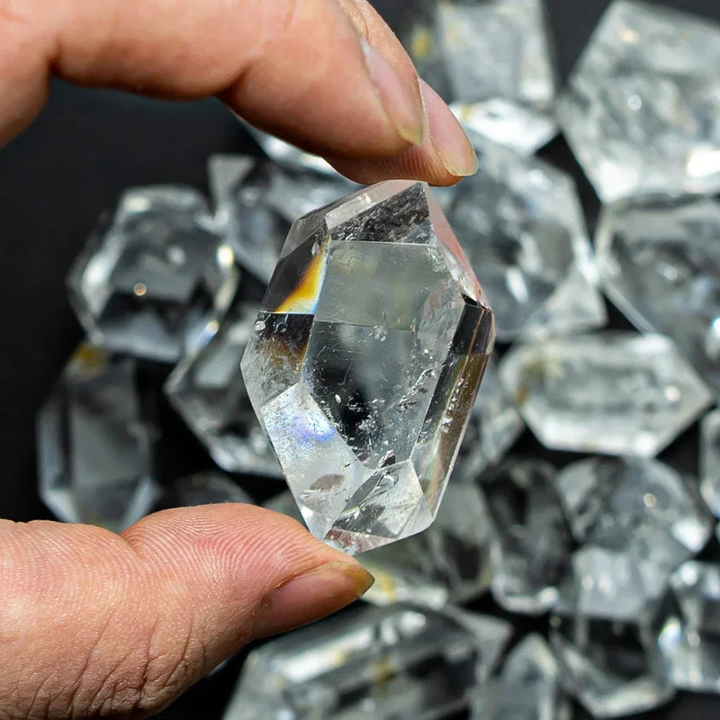 Herkimer Diamond Natural Clear Quartz Crystal Irregular Shape Specimen Polishing Process Reiki Crystal Rough Stone Collectible