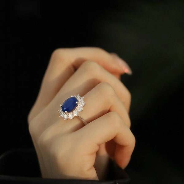 6.0CT Sea Blue Sapphire Ring Oval Cut Eternity Diana Trending Popular Wedding Royal Handmade Jewelry For Women Hot Sale
