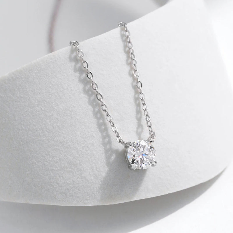 0.5-5CT D Color Moissanite Pendant Necklace Classic 4 Prong Brilliant Cut Diamond Solitaire Pendant 925 Silver Jewelry For Women