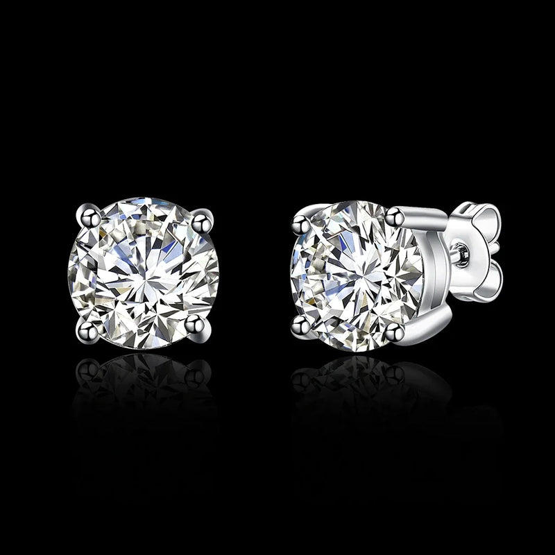 925 Sterling silver classic diamond stud earrings for women Luxury Fashion Party Wedding Accessories Jewelry Christmas Gifts