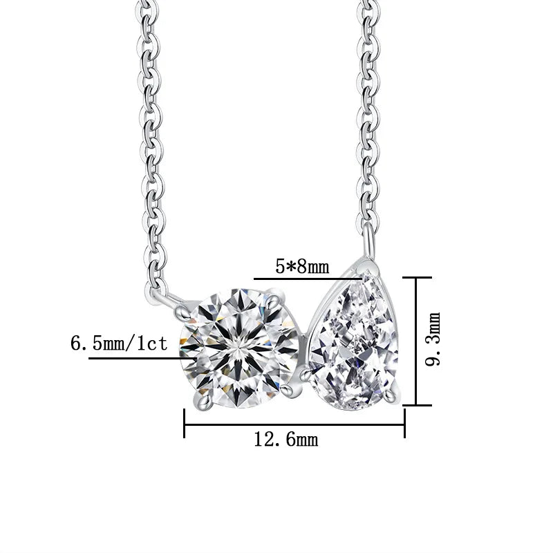 EWYA 2025 New In Pear Cut D Color Moissanite Pendant Necklace for Women 925 Silver GRA Certified Pass Diamond Test Neck Chain