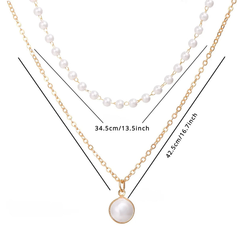 Fashion Imitation Pearl Necklace Women Personality Simple Collarbone Chain Japanese and Korean Style New Golden Tendency Jewelry