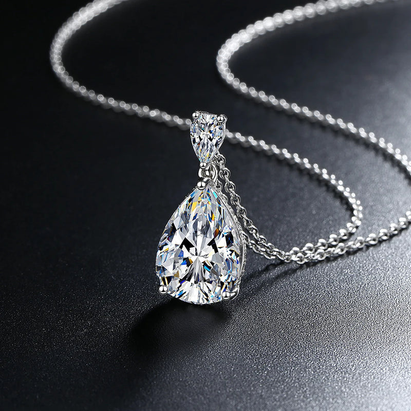 1-5ct Real Moissanite Necklace for Women Sparkling S925 Sterling Silver Jewelry Water Drop Pendant Girls Birthday Gift