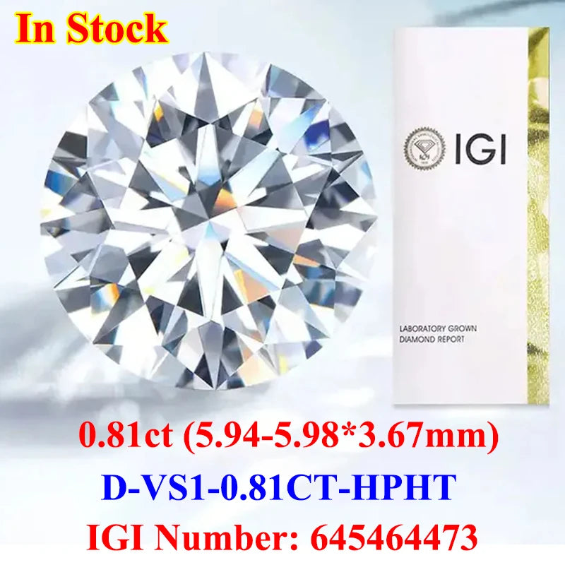 0.5-3CT IGI GIA Certificate HPHT CVD Lab Grown Diamond Loose 0.3/0.5CT DEFG VVS-SI Gemstone Super White for Wedding Fine Jewelry