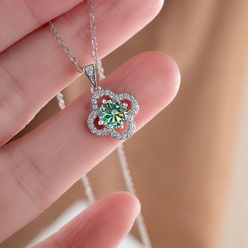 JoyceJelly 1 Carat Real Moissanite Pendant Necklace For Women D color 925 Sterling Silver Fine Jewelry Lady's Clavicle Chain