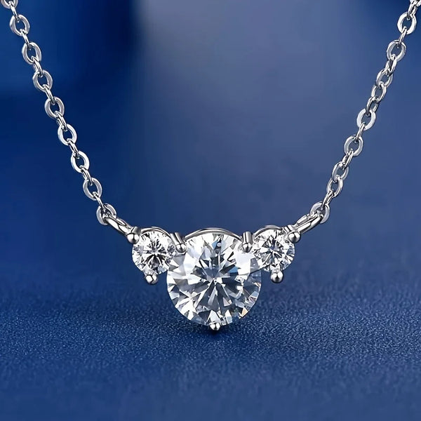 1pc S925 Silver with 1.6CT Moissanite Simple Necklace for Women, Moissanite Gemstone Jewelry | Gifts for Mother | Gifts for Her