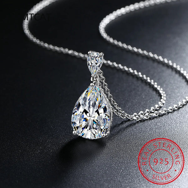 14K White Gold 2 Carat Pear Teardrop Cut D Color Moissanite Diamond Necklace With Certificate Fine Jewelry Wholesale