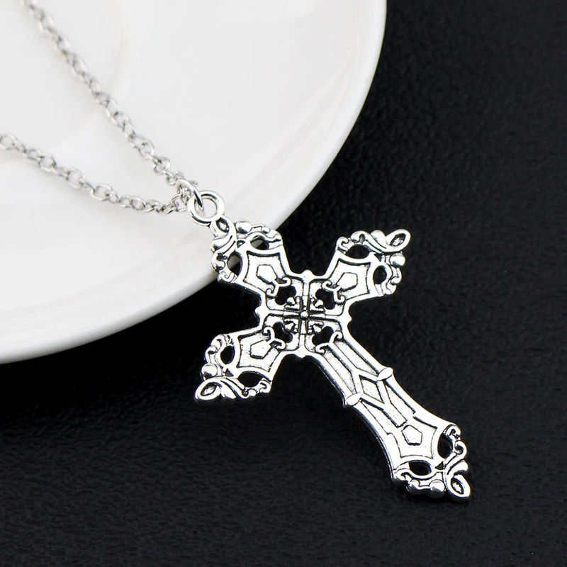 Vintage Crosses Pendant Necklace Goth Jewelry Accessories Gothic Grunge Chain Y2k Fashion Women Men Necklace