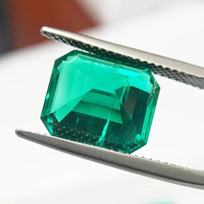 Lab Grown Columbia Emerald 10x12mm Emerald Cut Charms Gemstone Advanced DIY Jewelry Rings Earrings Making Certificate