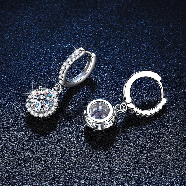 925 Sterling Silver 1 Carat Moissanite Round Earrings Engagement Wedding Daily Work Party Travel Luxurious Gift For Women