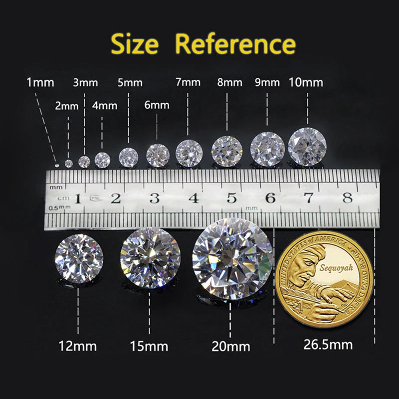 Real 1 2 3 Carat 6.5 8mm D VVS1 Moissanite Certified Lab Grown Moissanita Diamonds Loose Gemstones Stones For Jewelry With GRA