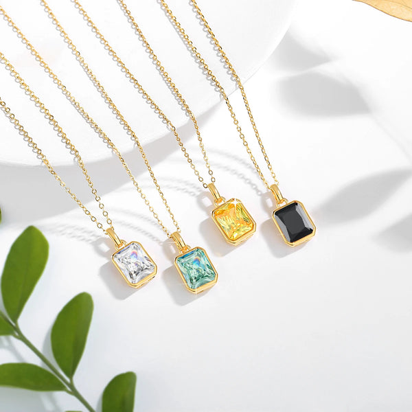 Emerald Cut 18K Gold Moissanite Necklace Pendant 8*10mm 100% Genuine for Women Anniversary Valentine's Day Gift Fine Jewelry