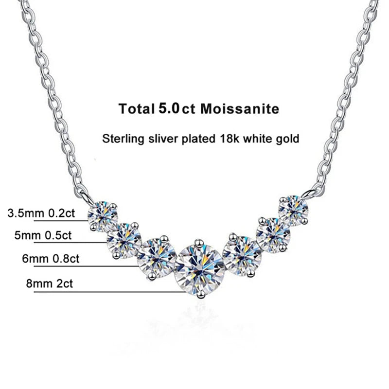 JoyceJelly All Moissanite Necklace For Women Wedding Fine Jewely With GRA Certified 925 Sterling Sliver Plated 18k White Gold