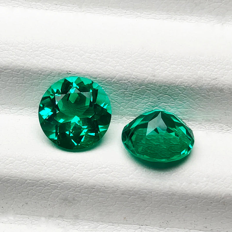 Top Hydrothermal Columbia Lab Grown Emerald Gemstone Round Cut Synthetic Emerald Stone With AGL Certificate