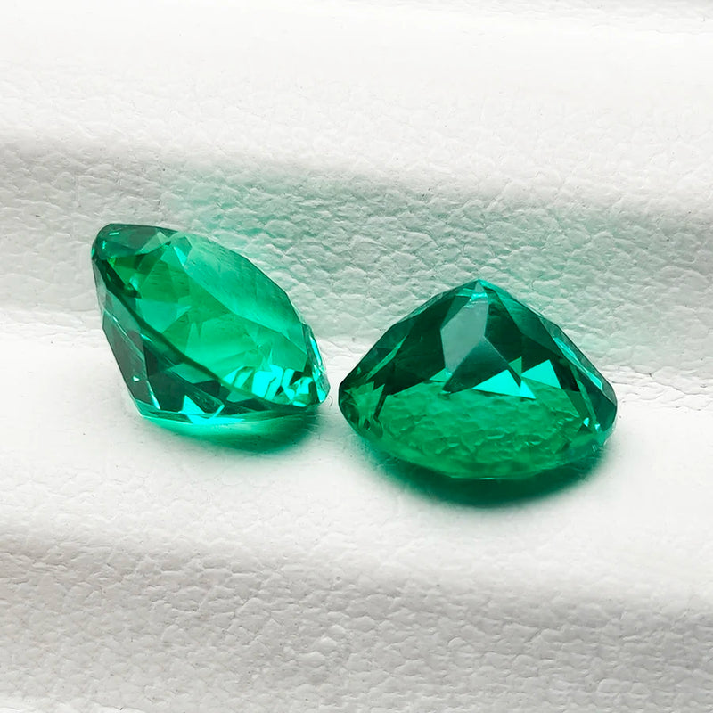 Top Hydrothermal Columbia Lab Grown Emerald Gemstone Round Cut Synthetic Emerald Stone With AGL Certificate