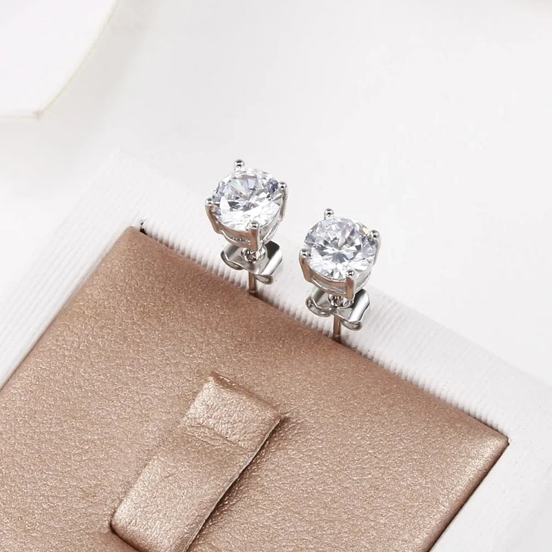 925 Sterling silver classic diamond stud earrings for women Luxury Fashion Party Wedding Accessories Jewelry Christmas Gifts