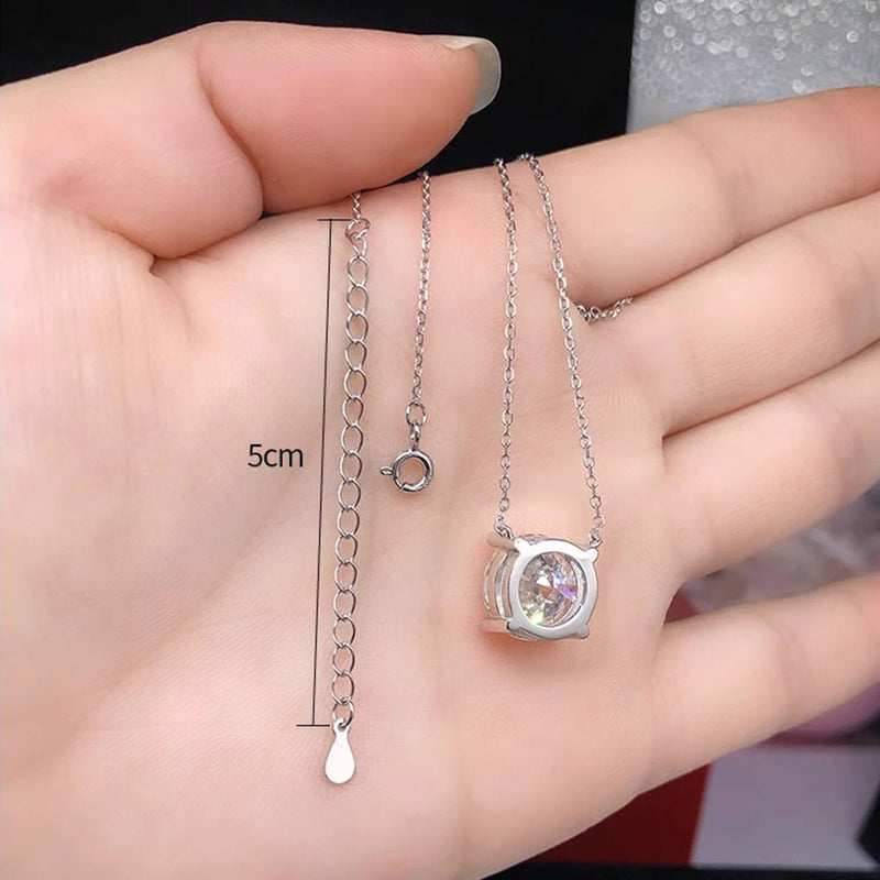 0.5-5CT D Color Moissanite Pendant Necklace Classic 4 Prong Brilliant Cut Diamond Solitaire Pendant 925 Silver Jewelry For Women